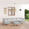 Image de Salon de jardin modulable Vidaxl bois massif 7 pieces 7 personnes x 63.5 x 28.5 cm blanc