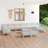 Image de vidaXL Bois de Pin Massif Salon de Jardin 11 pcs avec Coussins Mobilier de Patio Meubles d'Extérieur Mobilier de Jardin 3096845