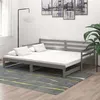 Image de vidaXL Lit coulissant 2x(90x200) cm Gris Bois de pin massif