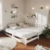 Image de Lit vidaxl 203.5 x 185 x 68.5 cm en bois sommier a lattes pour 2 personnes de couleur