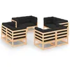 Image de Salon de jardin 8 pcs avec coussins Bois de pin massif