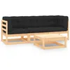 Image de Salon de jardin 4 pcs avec coussins Bois de pin massif