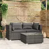 Image de Salon de jardin modulable Vidaxl resine tressee gris 3 pieces 70 x 60.5 cm 2 personnes