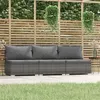 Image de vidaXL Driezitsbank met kussens poly rattan grijs317517
