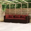 Image de vidaXL Canapé avec Coussins Siège de Patio Canapé de Jardin Sofa de Terrasse Meuble d'Arrière-Cour Extérieur Marron Résine Tressée 3 Places