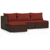 Image de Salon de jardin modulable Vidaxl resine tressee rouge 2 pieces 4 personnes