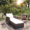 Image de Chaise longue vidaxl L. 201 cm H. 28.5 cm noir en resine tressee non empilable non pliable