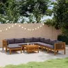 Image de Salon de jardin modulable Vidaxl gris 9 pieces bois massif 69 x 65 x 62.5 cm 8 personnes