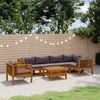 Image de Salon de jardin modulable Vidaxl 7 pieces gris 6 personnes 69 x 65 x 62.5 cm bois massif