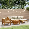 Image de Salon de jardin modulable Vidaxl bois massif beige 6 pieces 69 x 65 x 62.5 5 personnes