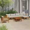Image de Salon de jardin modulable Vidaxl bois massif beige 7 pieces 69 x 65 x 62.5 6 personnes
