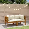 Image de Canapé de jardin 2 places et coussin crème Bois d acacia massif