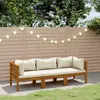 Image de vidaXL Canapé de jardin 3 places et coussin crème Bois d'acacia massif