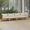 Image de vidaXL Canapé de jardin 4 places et coussin crème Bois d'acacia massif