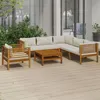 Image de Salon de jardin modulable Vidaxl bois massif beige 7 pieces x 69 x 62.5 6 personnes