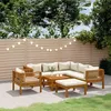 Image de Salon de jardin modulable Vidaxl bois massif beige 8 pieces 65.0 x 65 x 35 7 personnes