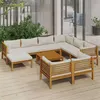 Image de Salon de jardin modulable Vidaxl bois massif 10 pieces beige 69 x 65 x 62.5 cm 9 personnes