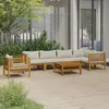 Image de Salon de jardin modulable Vidaxl bois massif 7 pieces 6 personnes 69 x 65 x 62.5 cm beige