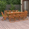 Image de vidaXL Bois d'Acacia Massif Mobilier à Dîner de Jardin 11 pcs Table et Chaises de Patio Ensemble de Salle à Manger 3086975