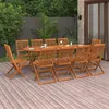 Image de vidaXL Bois d'Acacia Massif Mobilier à Dîner de Jardin 11 pcs Table et Chaises de Patio Ensemble de Salle à Manger 3086977