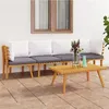 Image de vidaXL Salon de jardin 4 pcs avec coussins Bois d'acacia solide, 44kg