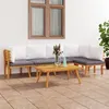 Image de Salon de jardin modulable Vidaxl bois massif gris 5 pieces 90.0 x 55 x 35 5 personnes