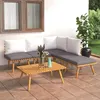 Image de Salon de jardin modulable Vidaxl 6 pieces 5 personnes bois massif 65 x 60 x 65 gris