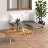 Image de Salon de jardin modulable Vidaxl bois massif 3 personnes 4 pieces 65 x 60 x 65 cm gris