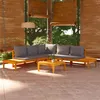 Image de Salon de jardin 4 pcs avec coussins gris foncé Bois d acacia