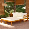 Image de vidaXL Chaises longues avec coussins blanc crème 2 pcs Acacia solide
