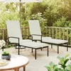 Image de vidaXL Chaises longues avec repose-pied 2 pcs Résine tressée Marron