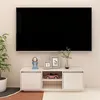 Image de Meuble TV Blanc 110x30x40 cm Bois de pin massif