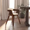Image de vidaXL Eetkamerstoel kunstleer en gebogen hout cràmekleurig3092372