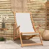 Image de Chaise de plage pliable Bois de teck solide Crème