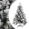 Image de vidaXL Sapin de Noël à Flocons de Neige et Pommes de Pin Arbre de Noël Artificiel Décoration de Noël Ornement de Noël Jardin Patio 150 cm PVC/PE