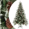 Image de Vidaxl Sapin de Noël avec Pommes de Pin, Vert et Blanc, 195 cm, PVC et PE