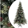 Image de vidaXL Sapin de Noël Pré-éclairé Pommes de Pin, Arbre de Noël avec LED, Décoration de Vacances, Ornement de Fête Intérieur Extérieur, Vert Blanc 225cm PVC PE