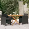 Image de vidaXL Ensemble de Salle à Manger de Jardin avec Coussins 3 pcs Mobilier à Dîner de Terrasse Table et Chaises de Repas de Patio Extérieur Noir