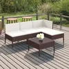 Image de Salon de jardin modulable Vidaxl resine tressee beige 5 pieces x 57 x 69 4 personnes