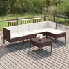 Image de vidaXL Salon de jardin 6 pcs avec coussins Résine tressée, Marron