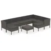 Image de Salon de jardin modulable VIDAXL resine tressee gris 10 pieces x 57 x 69 9 personnes