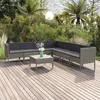 Image de vidaXL Salon de jardin 8 pcs avec coussins Résine tressée Gris