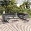 Image de Salon de jardin modulable Vidaxl 11 pieces gris 10 personnes 69 x 69 cm resine tressee