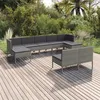 Image de vidaXL Salon de jardin 9 pcs, avec coussins Résine tressée Gris