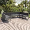 Image de vidaXL Salon de jardin 9 pcs avec coussins, Résine tressée Gris