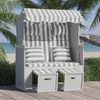 Image de Strandkorb avec coussins Résine tressée bois solide gris blanc