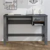Image de vidaXL Bureau HAMAR Gris foncé 110x40x75 cm Bois massif de pin