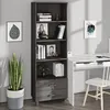 Image de vidaXL Hoge kast HAMAR 60x35x180 cm massief grenenhout lichtgrijs340491