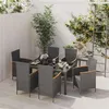 Image de Salon de jardin Vidaxl resine tressee noir 6 personnes 150.0 x 90 x 75 cm 7 pieces