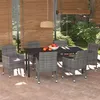 Image de vidaXL Mobilier à Dîner de Jardin et Coussins 7 pcs Ensemble de Salle à Manger de Patio Table et Chaises d'Extérieur Balcon 3094983